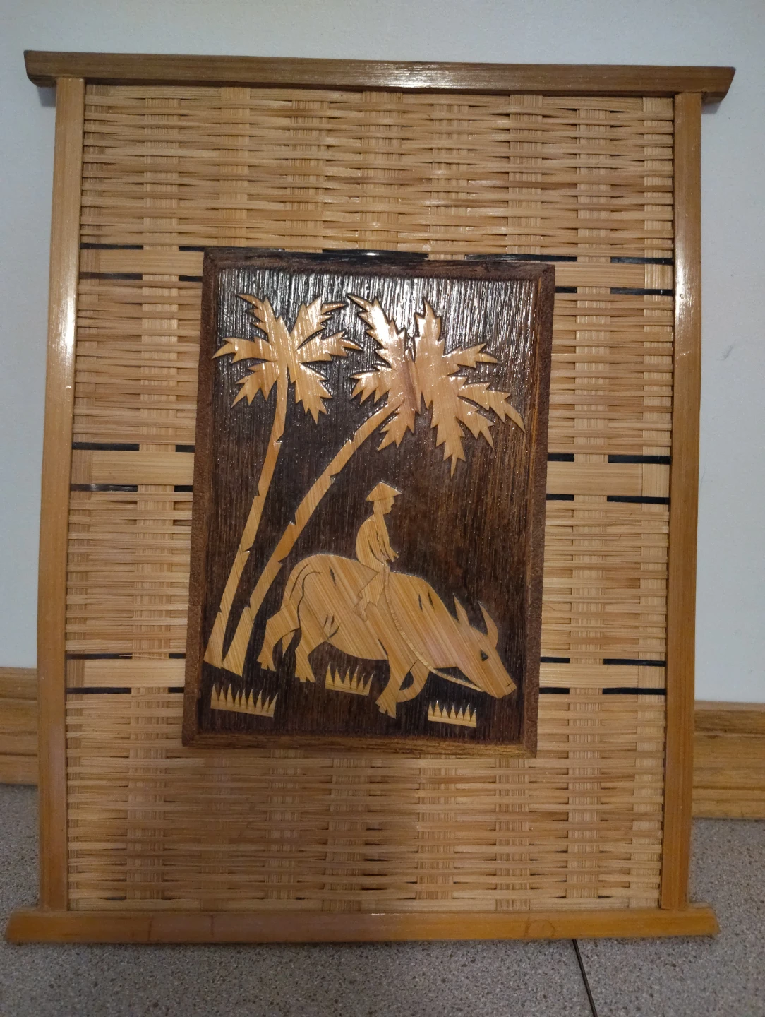 Bamboo Wall Art with Rural Scene