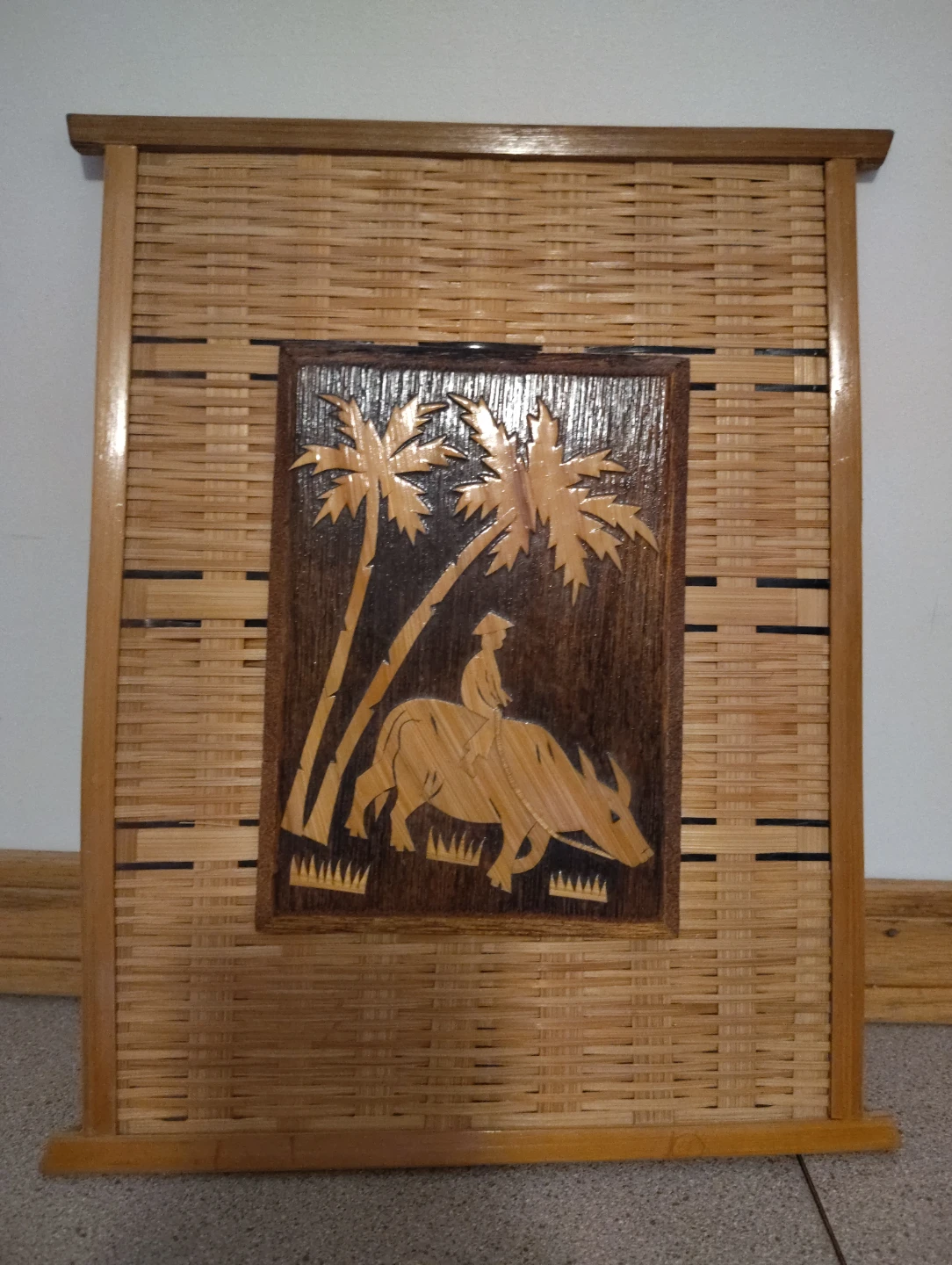 Bamboo Wall Art with Rural Scene - photo 3