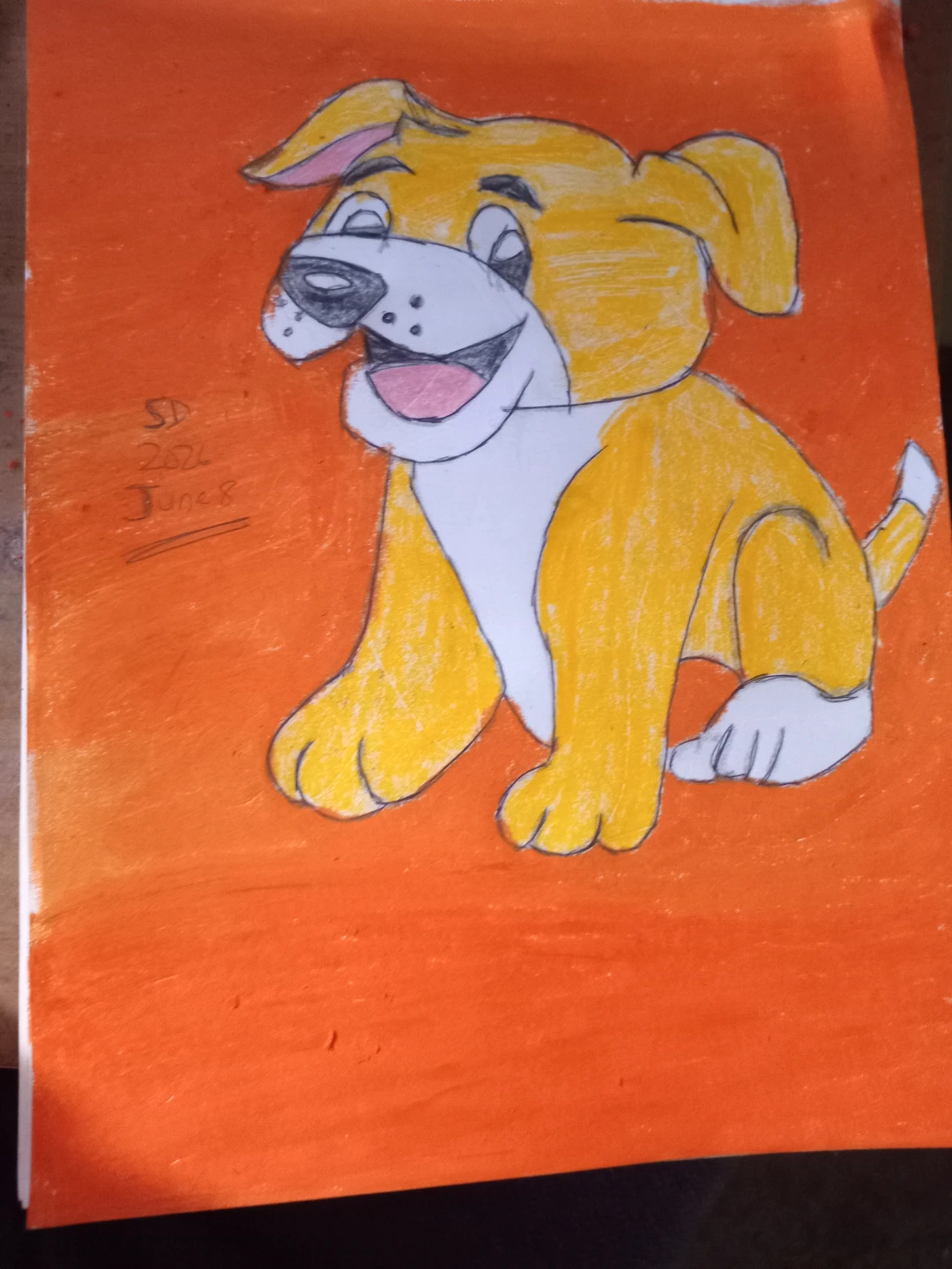 Yellow Dog Orange Background by Cartoonist Sherwin