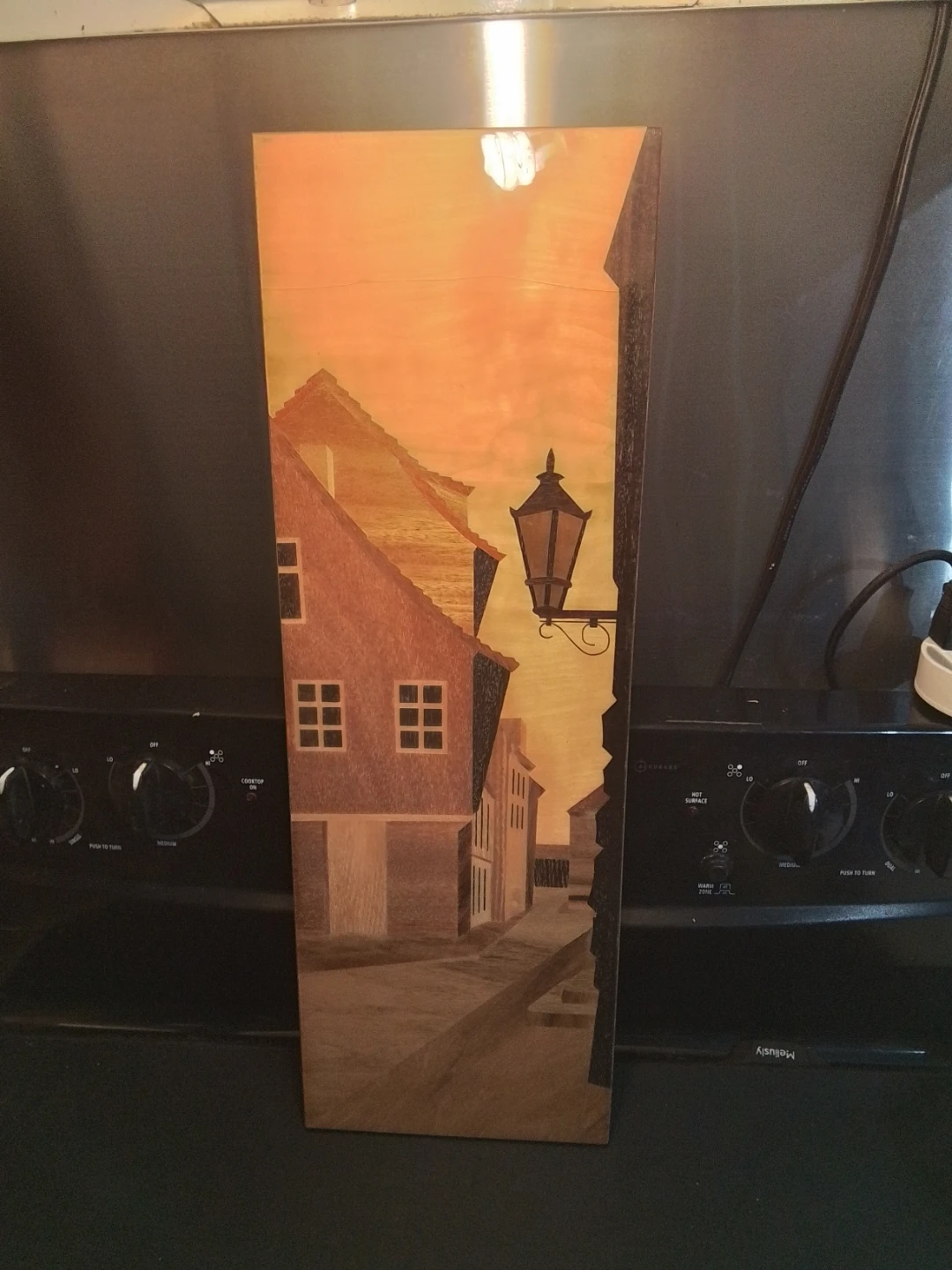 Marquetry Wood Inlay Wall Art - European Street Scene