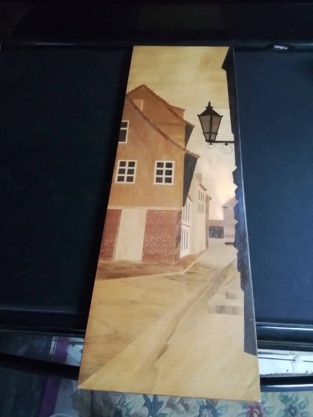 Marquetry Wood Inlay Wall Art - European Street Scene - photo 3