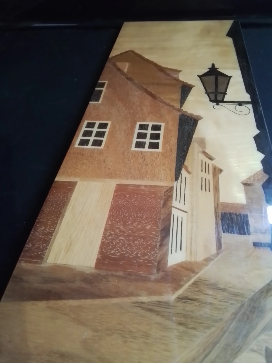Marquetry Wood Inlay Wall Art - European Street Scene - photo 5