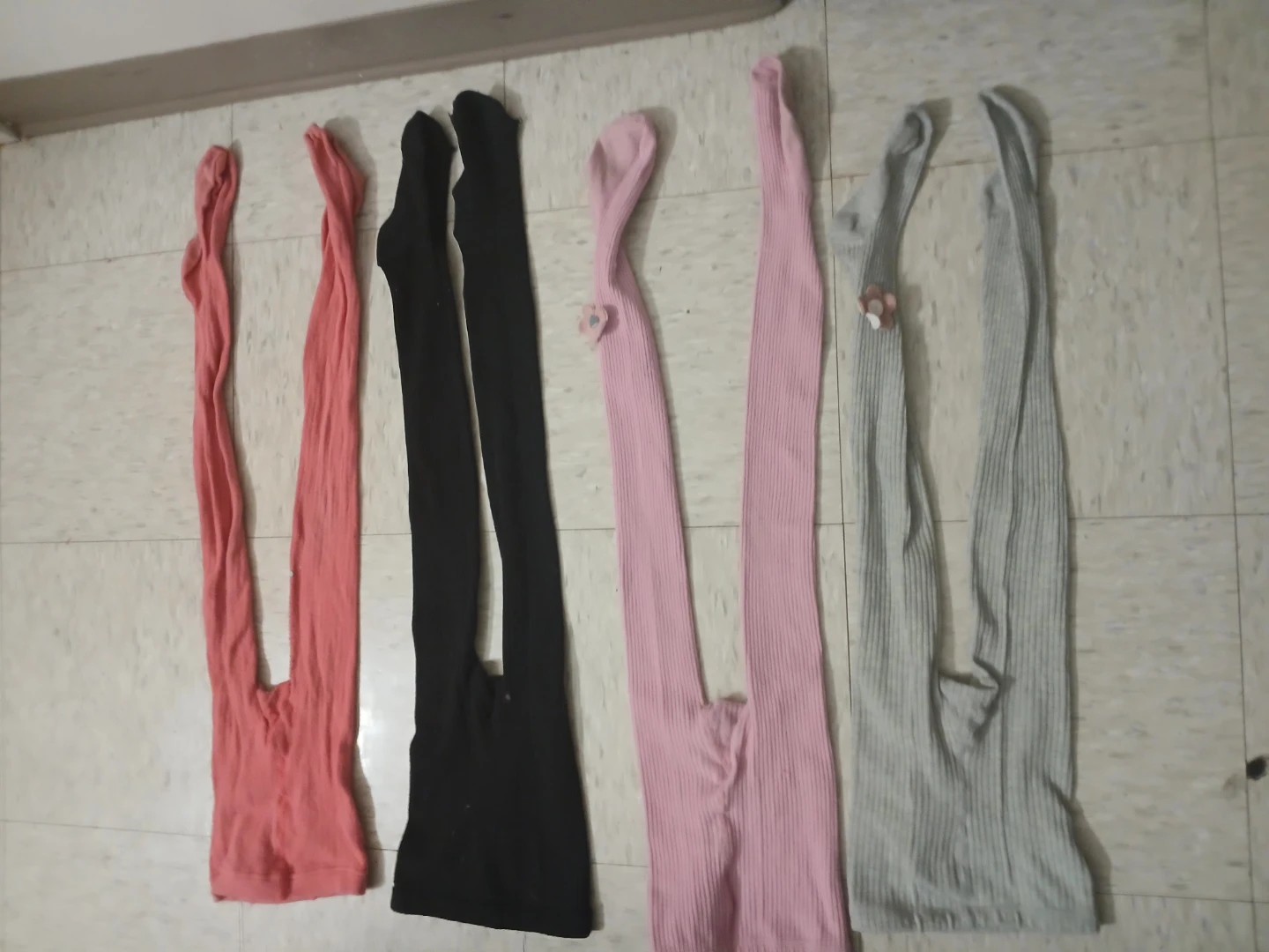 Lot de collants pour filles (rose, noir, gris)
