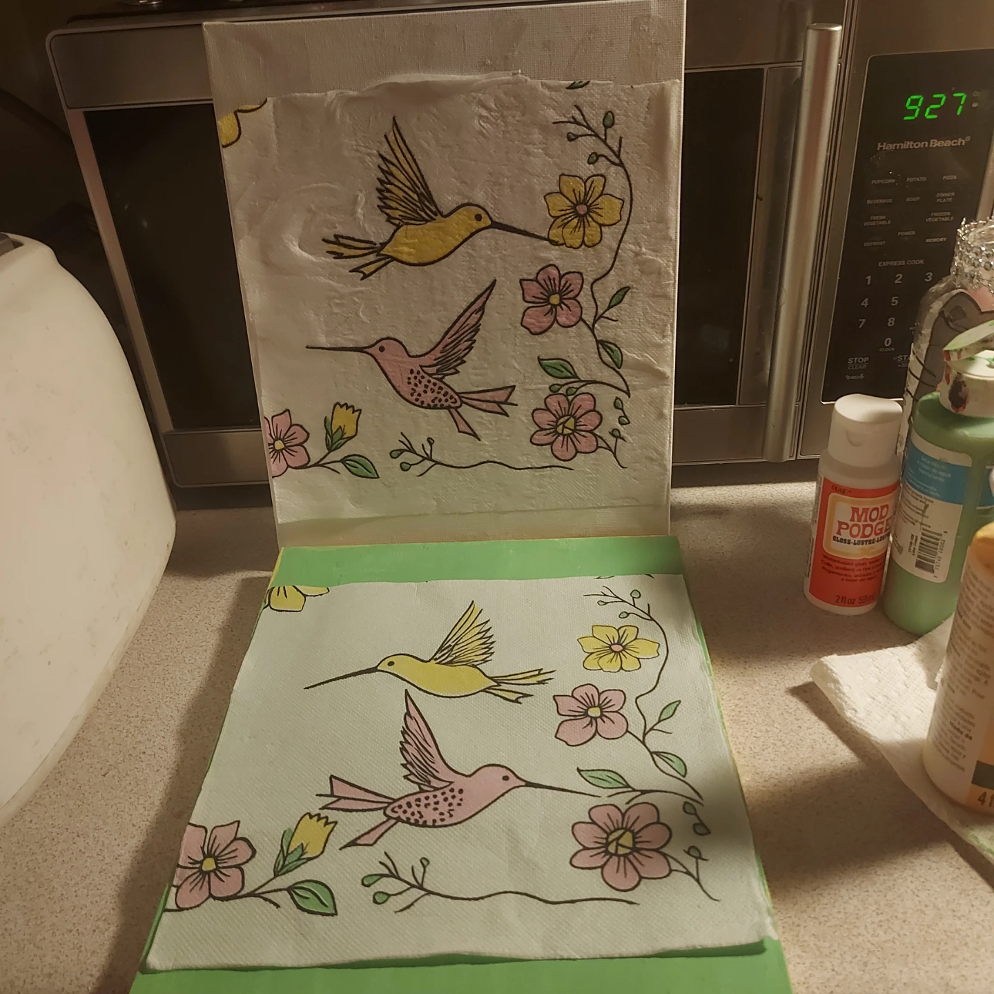 Decorated Canvas Wall Hangings with Hummingbirds and Flowers - photo 3