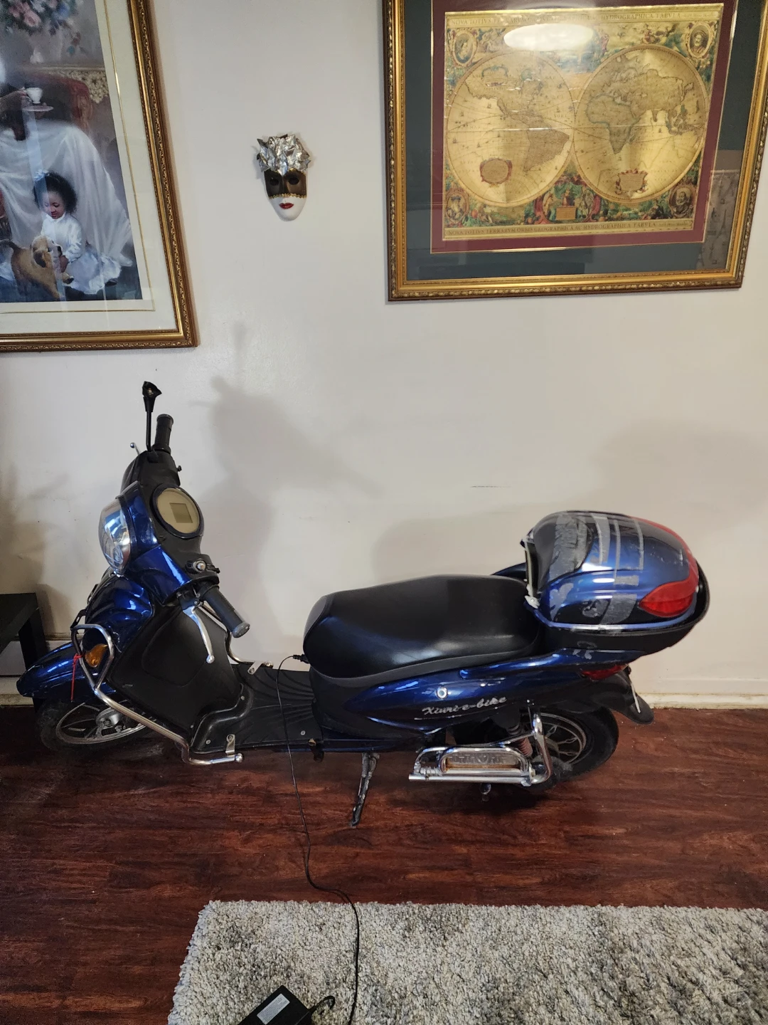 Blue Electric Scooter with Storage Box - photo 2