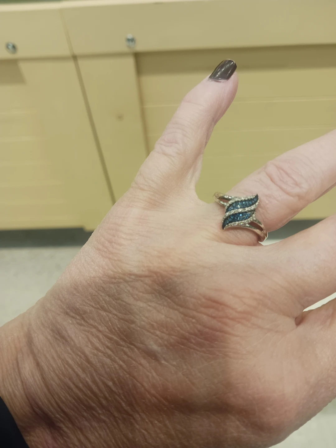 Silver-tone Ring with Blue Diamond Chip Stones - photo 3