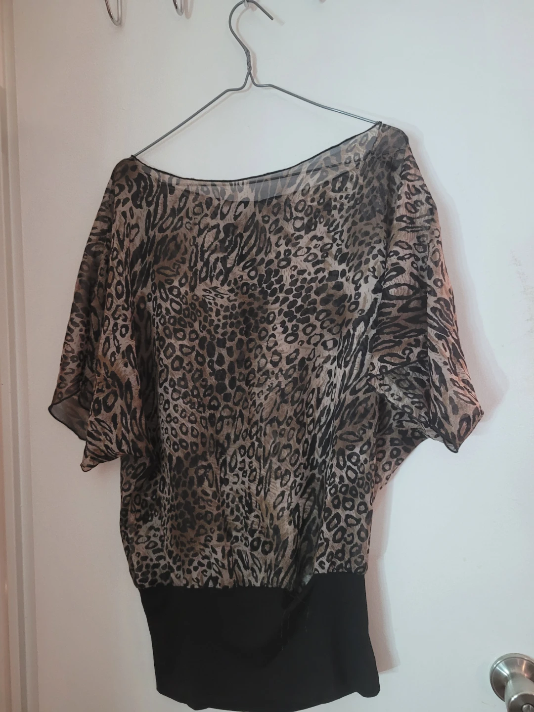 Leopard Print Dolman Sleeve Top
