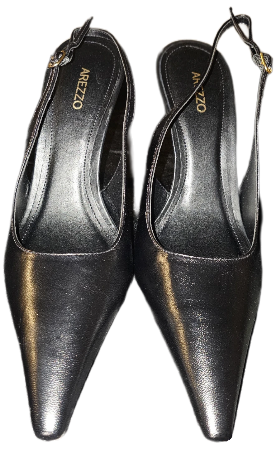 Arezzo Black Slingback Heels with Gold Stiletto Heel Size 38⚽️