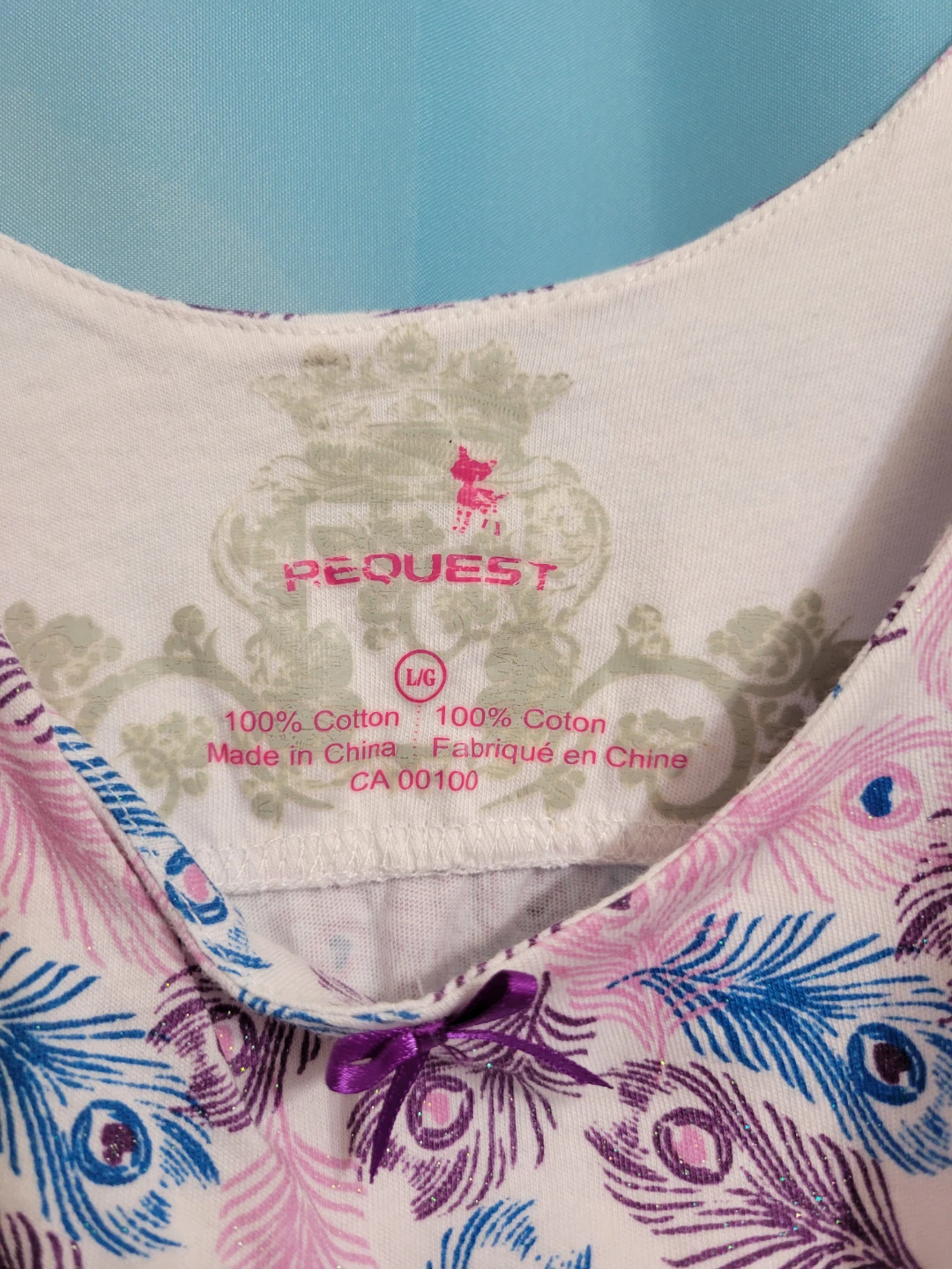 PEQUEST White Pink Blue Peacock Feather Cami Top L/G - photo 4
