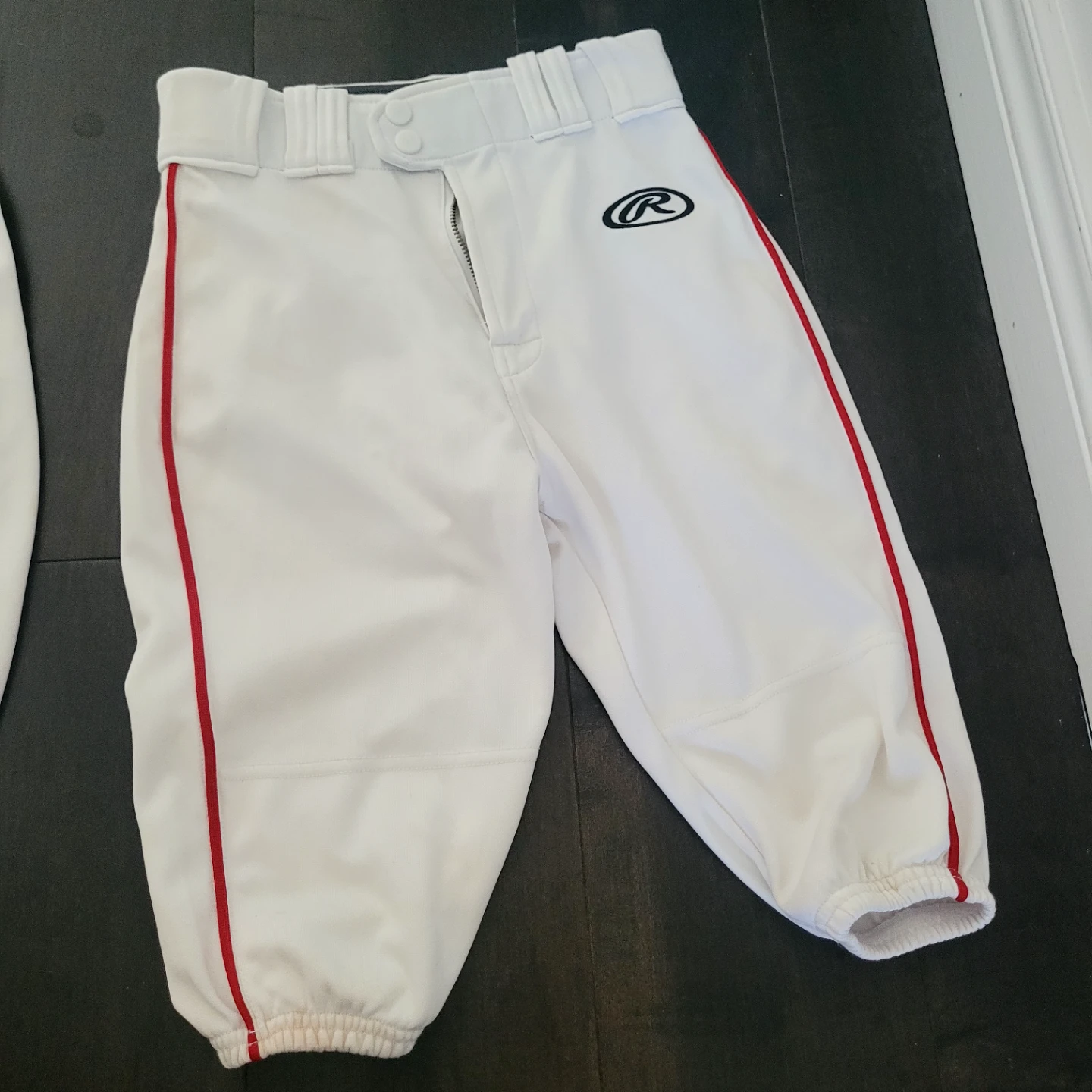Rawlings White Baseball Pants with Red Stripe - photo 2