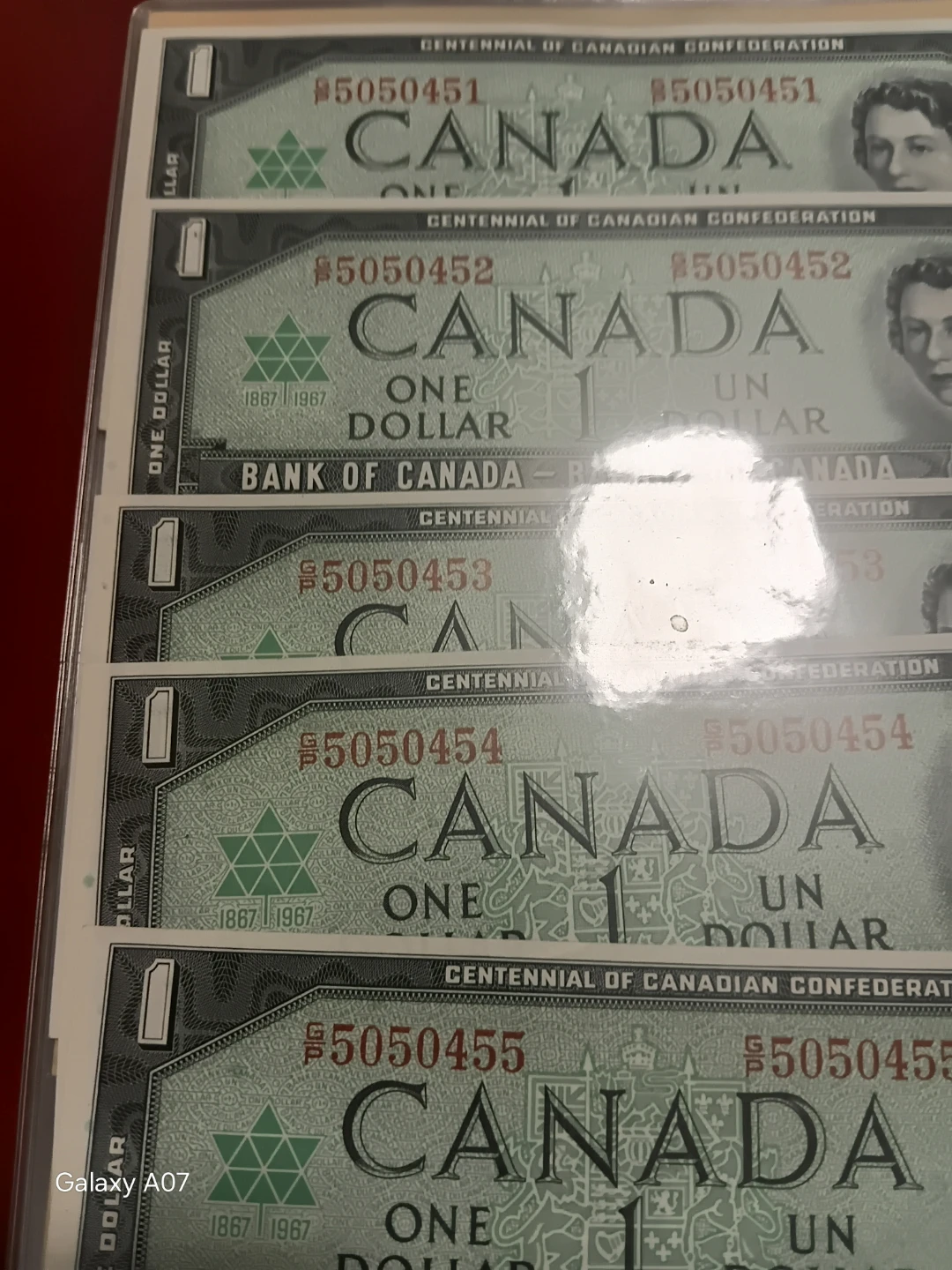 Canada Centennial of Confederation $1 Bank Notes (5 x UNC) - photo 2