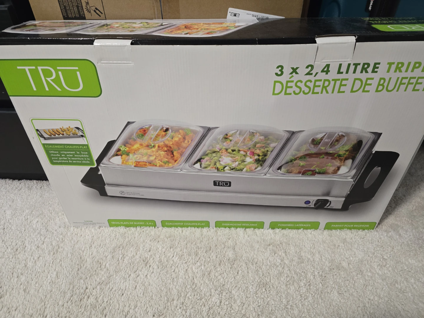 TRU 3 x 2.5 Quart Triple Buffet Server