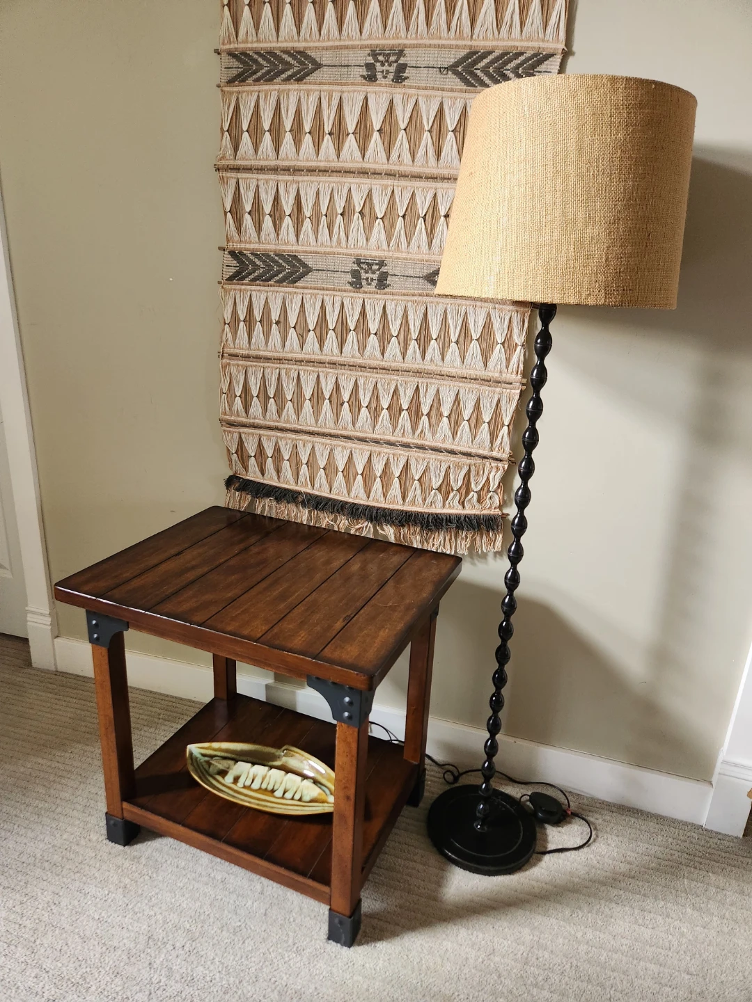 Wooden End Table with Two Tiers