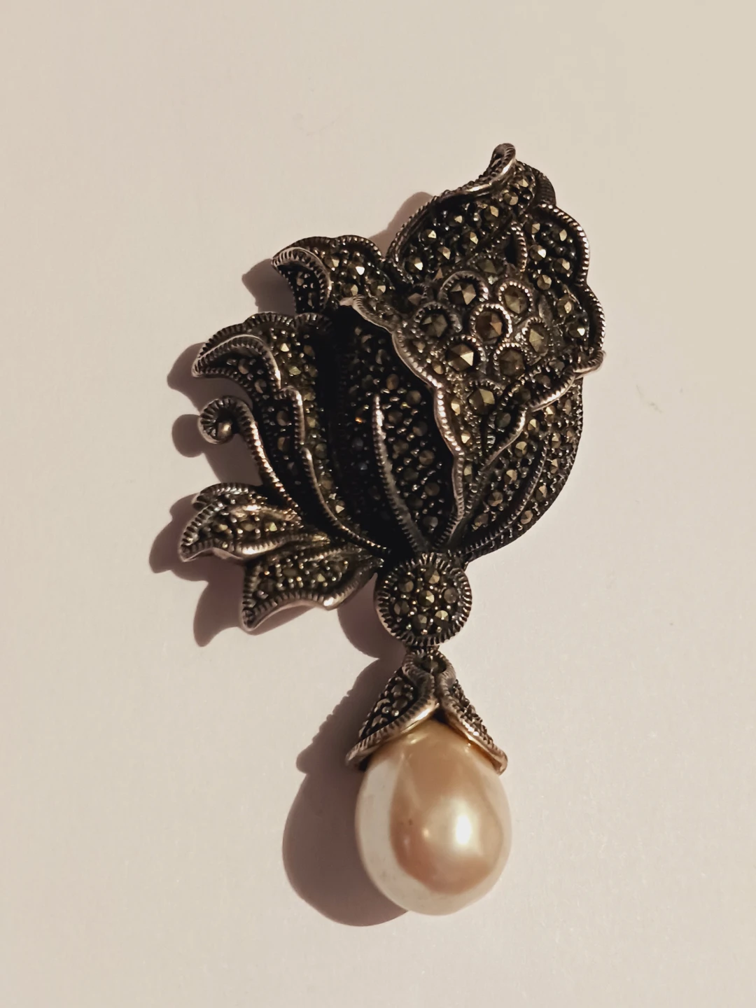 JUDITH JACK Signed Sterling Silver 925 Marcasite Brooch - photo 4