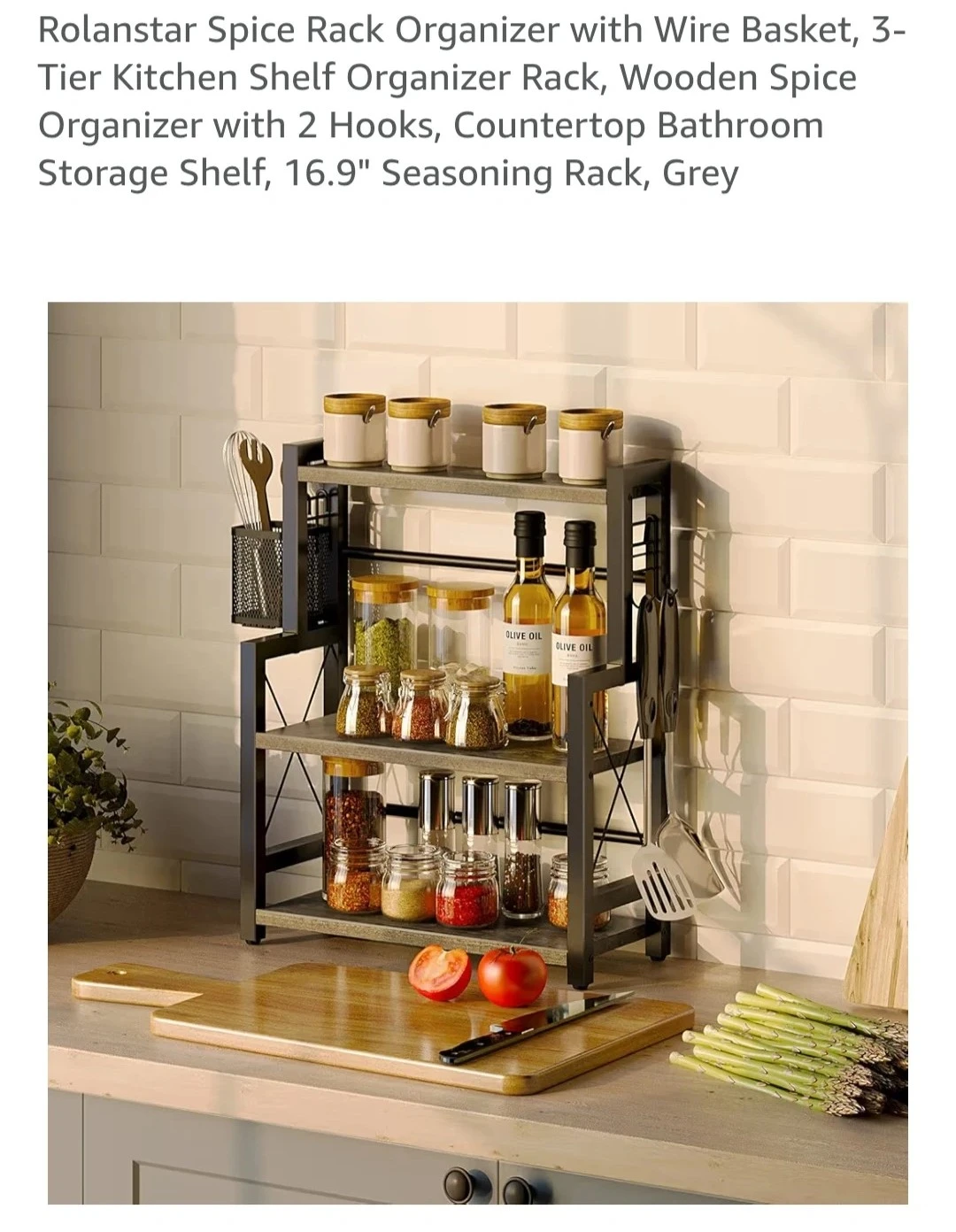 3-Tier Spice Rack Organizer Grey - photo 4
