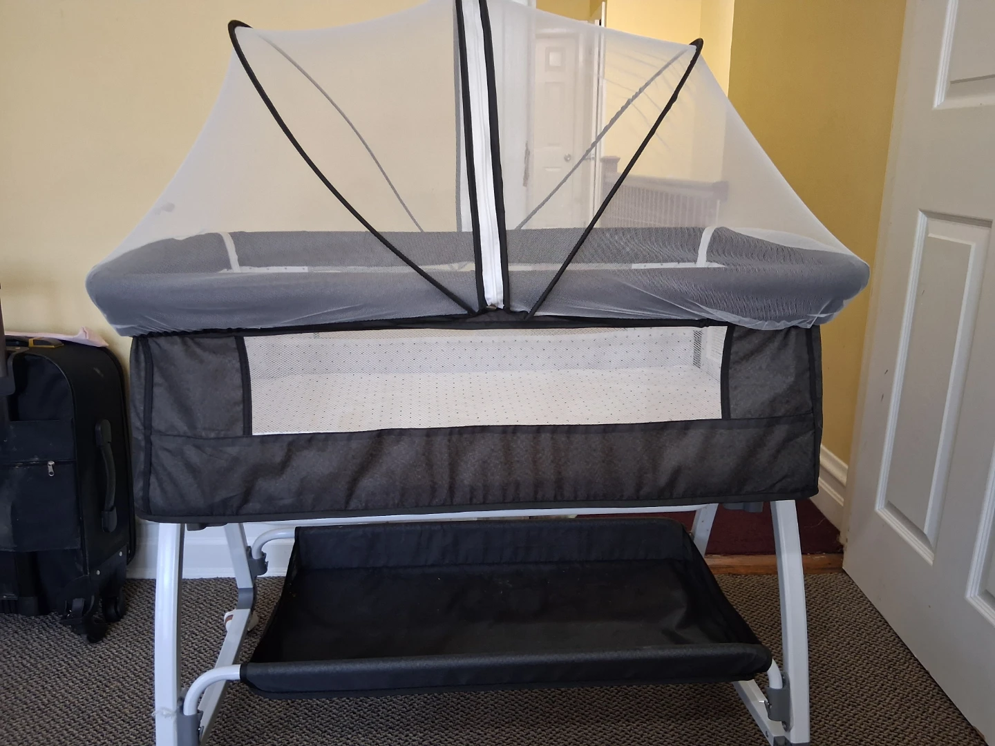 Grey Bassinet with Mosquito Net