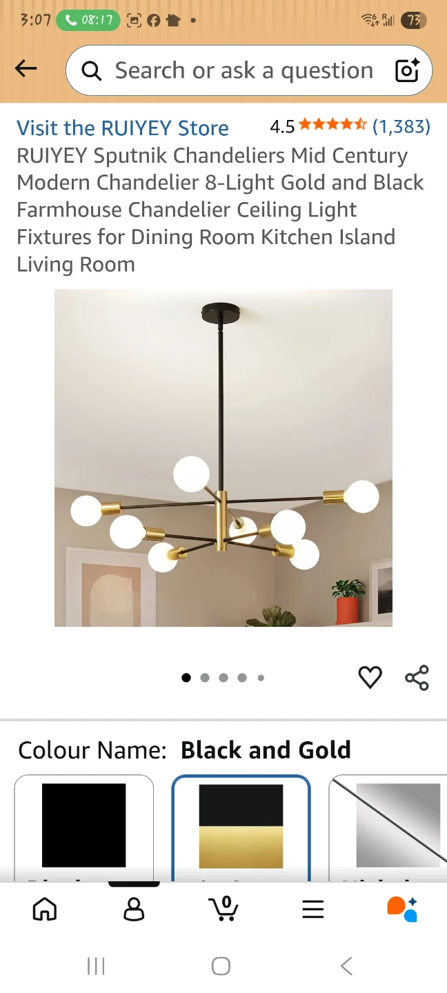 Chandelier Mid Century Modern 8-Light Fixture