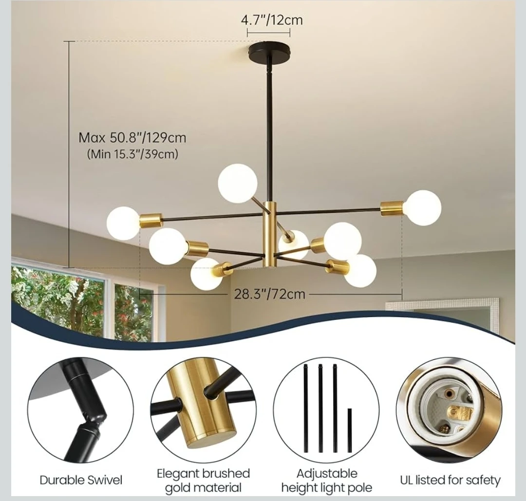 Chandelier Mid Century Modern 8-Light Fixture - photo 3