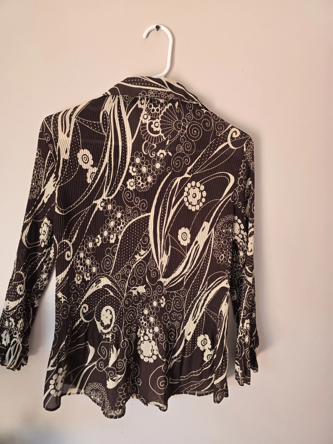 Brown and White Floral Button-Up Blouse - photo 2