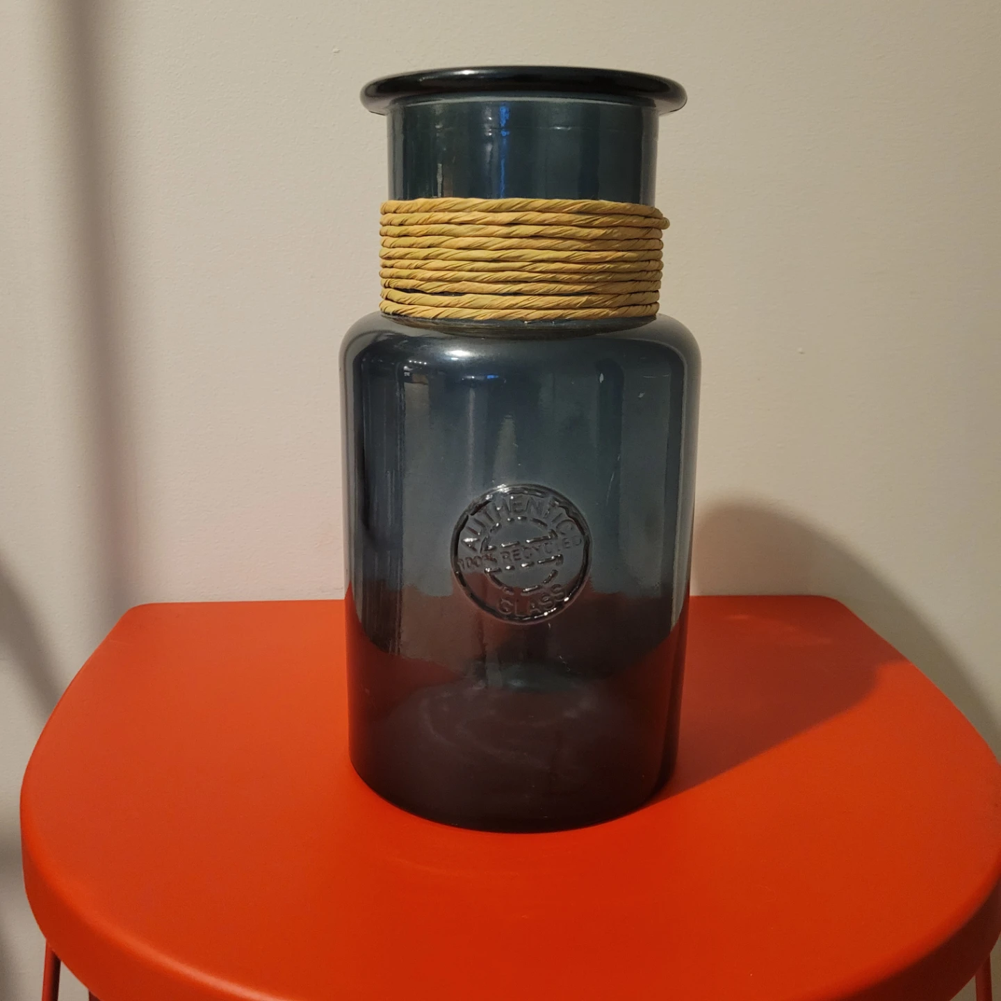 Recycled Glass Vase with Rope Accent