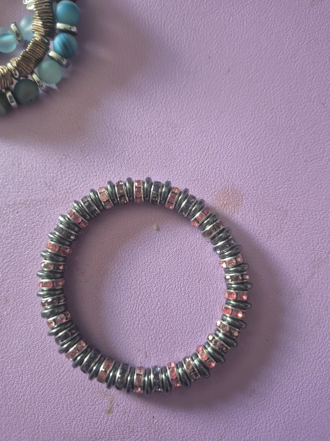 Stretch Bracelet with Pink Rhinestones