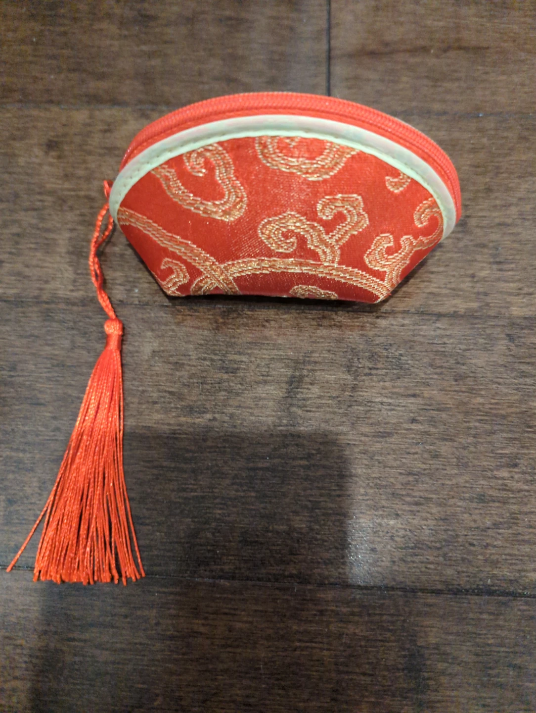 Red brocade lipstick/coin purse with tassel
