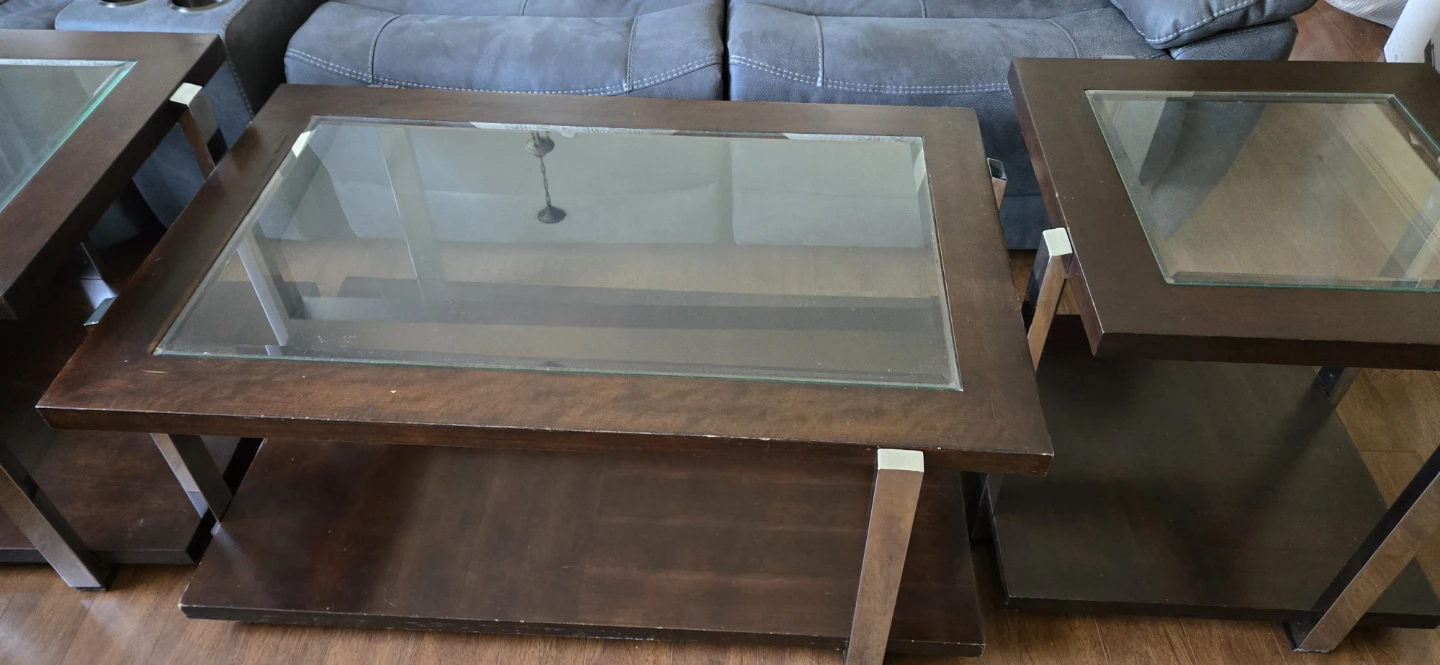 End Table Set with Glass Top - photo 3