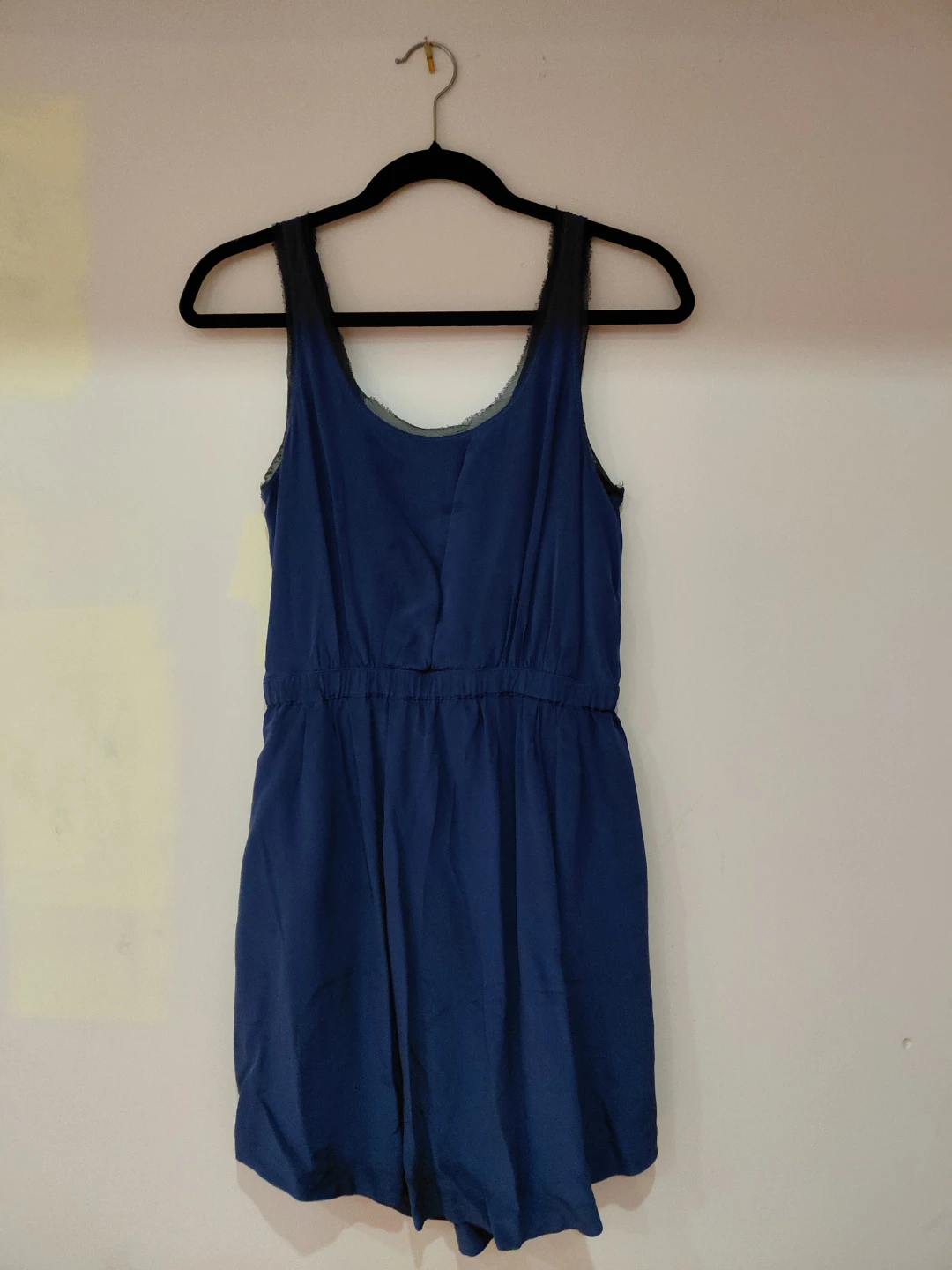 Club Monaco Blue Sleeveless Romper with Lace Trim