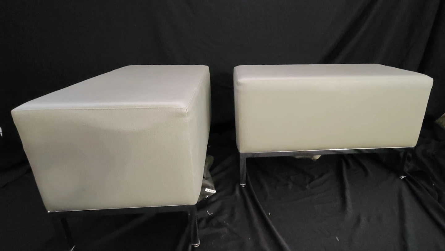Light Grey Faux Leather Ottoman Bench ⚽