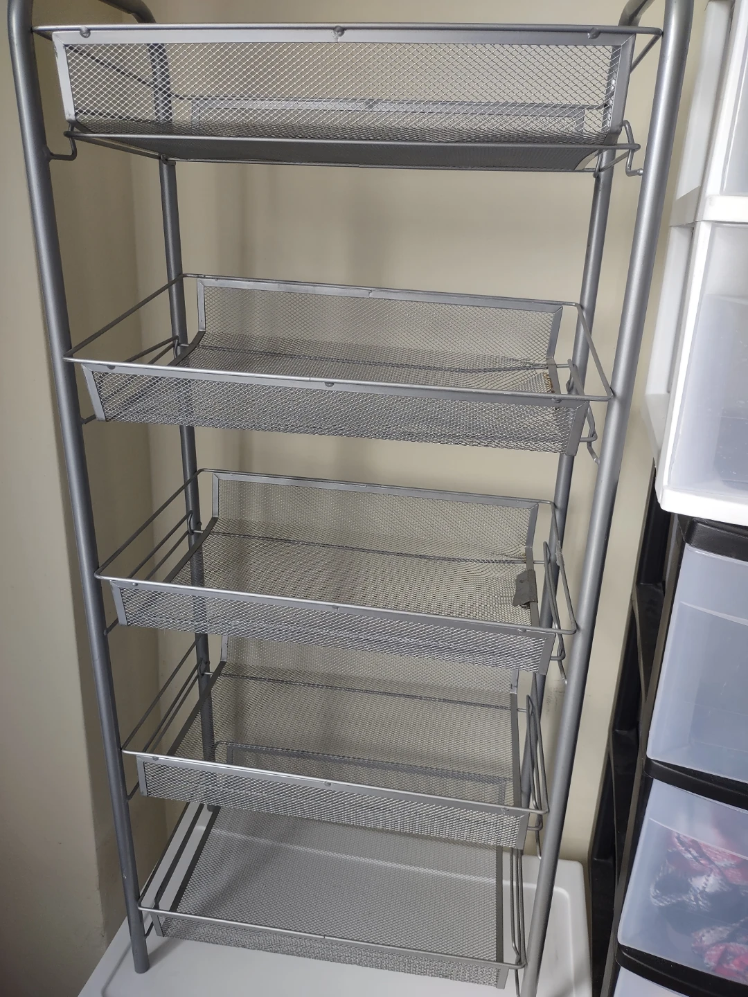 (free)Silver Mesh Storage Cart with 5 Baskets - photo 4