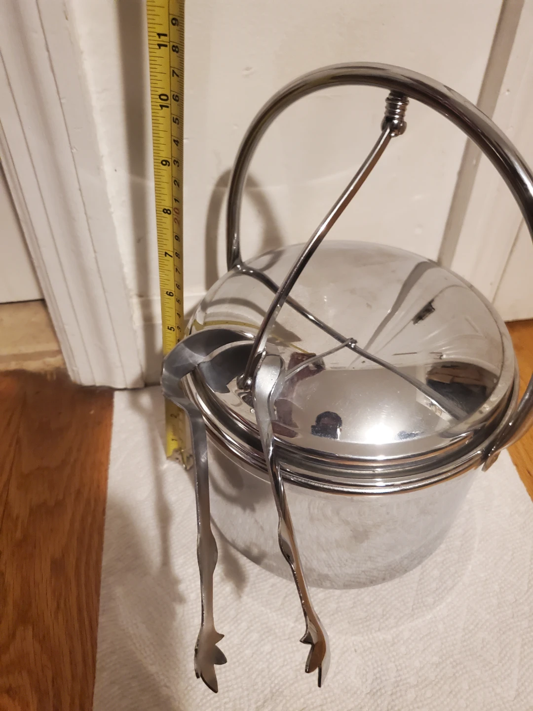 Vintage Silver Tone Ice Bucket with Tongs - photo 5