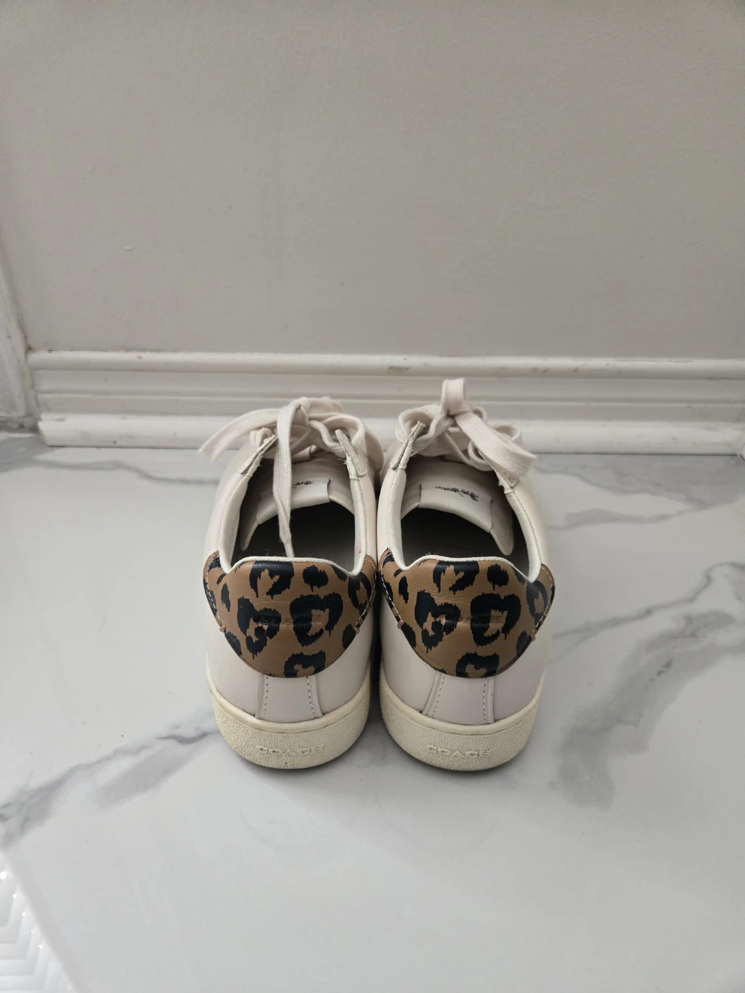 COACH Leather Leopard Print Accent Sneakers, Size 7.5 - photo 2