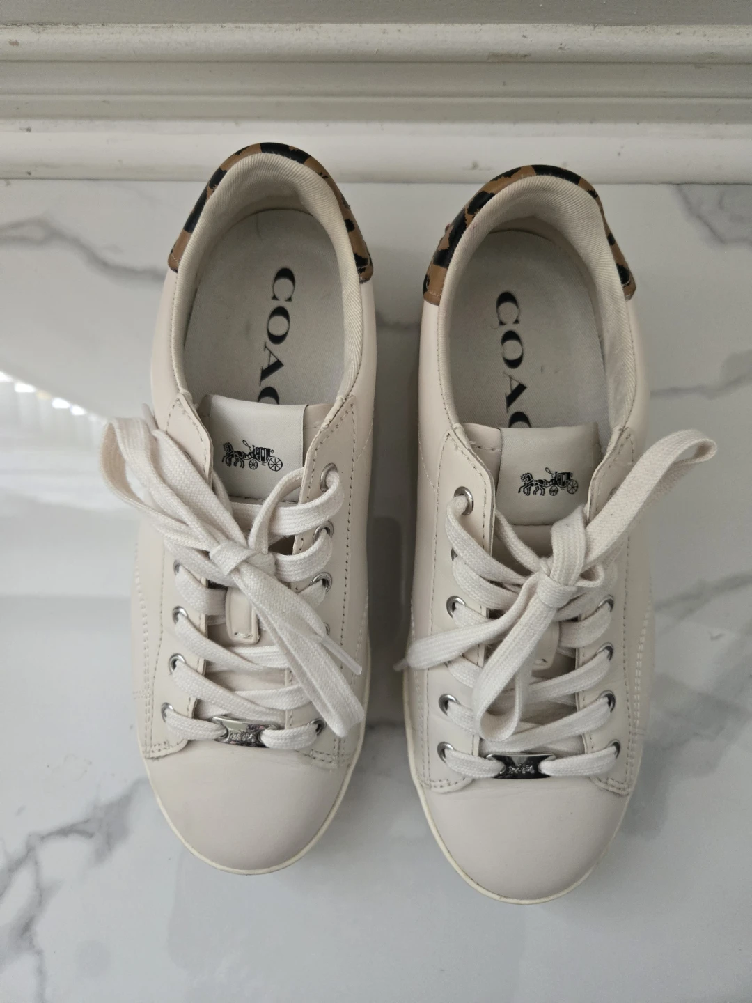 COACH Leather Leopard Print Accent Sneakers, Size 7.5 - photo 3