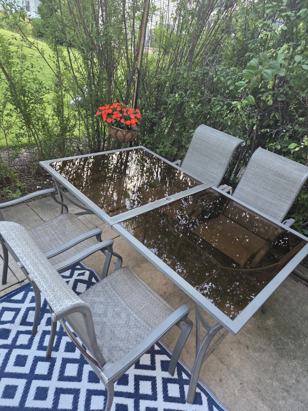 Patio Dining Set with Glass Top Table and Chairs