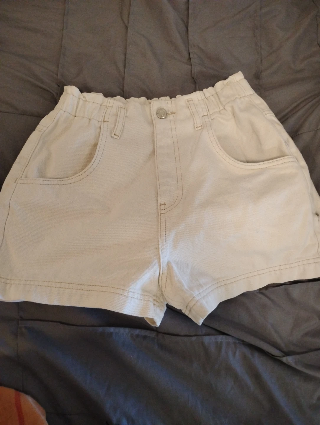 Topshop Cream Denim Shorts