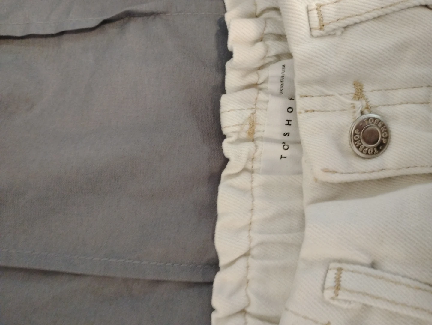 Topshop Cream Denim Shorts - photo 2