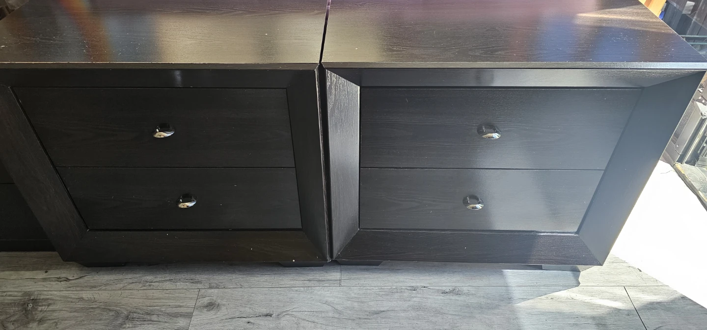 Set of 2 Black Oversized Nightstands Dresser Drawer - photo 3