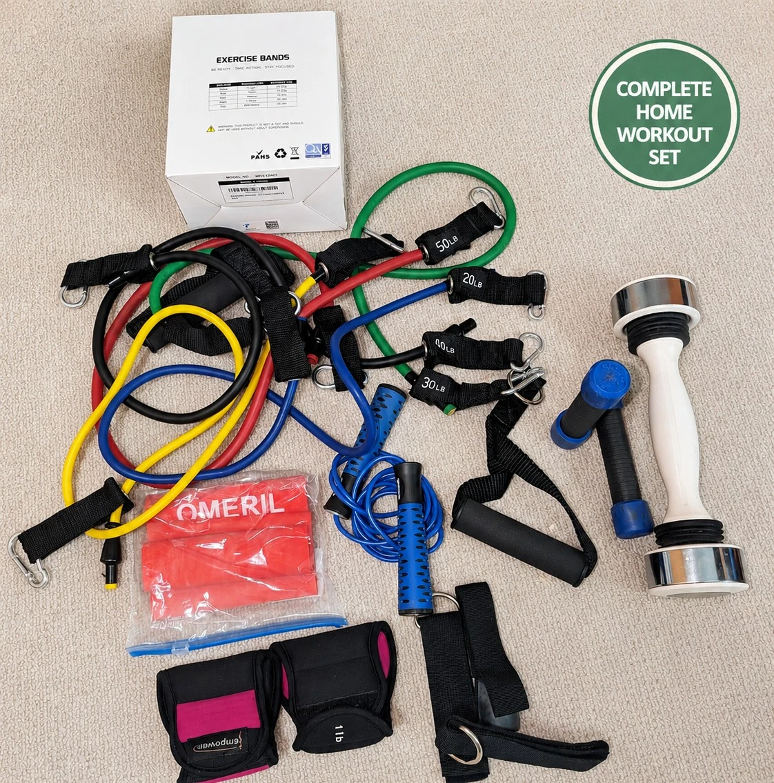 Complete Home Workout Set with Resistance Bands