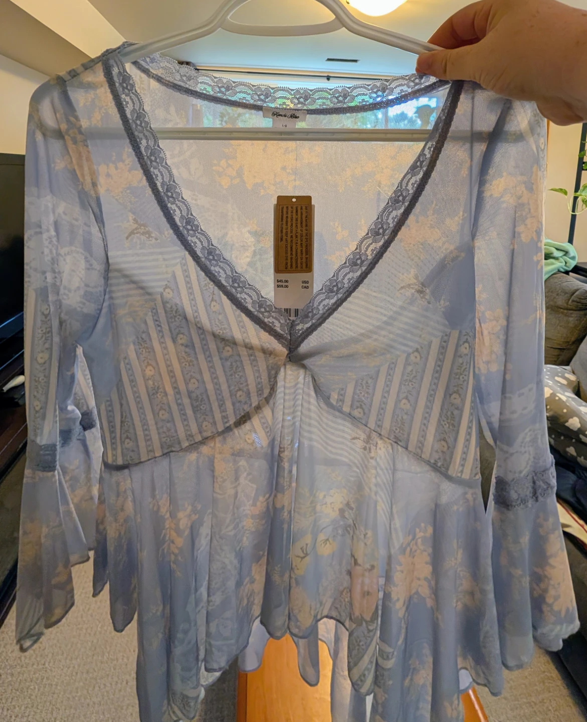 Urban Outfitters - Kimchi Blue Sheer Blouse - Size Large