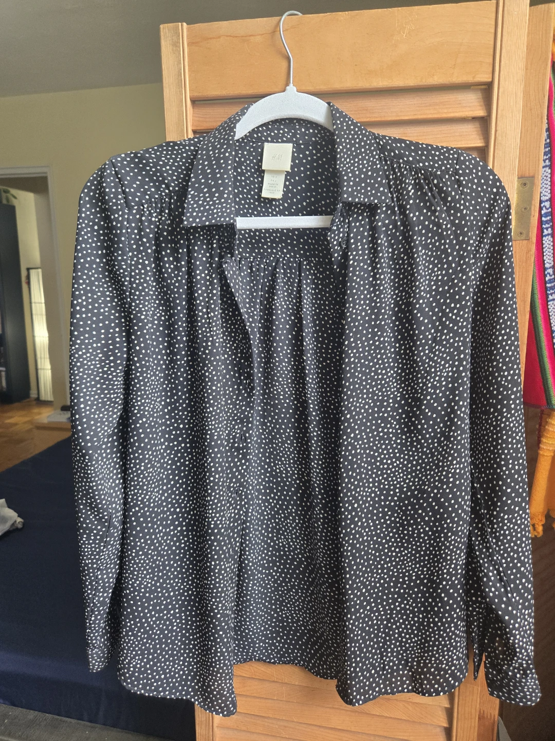 H&M Black and White Polka Dot Blouse - Size US 2