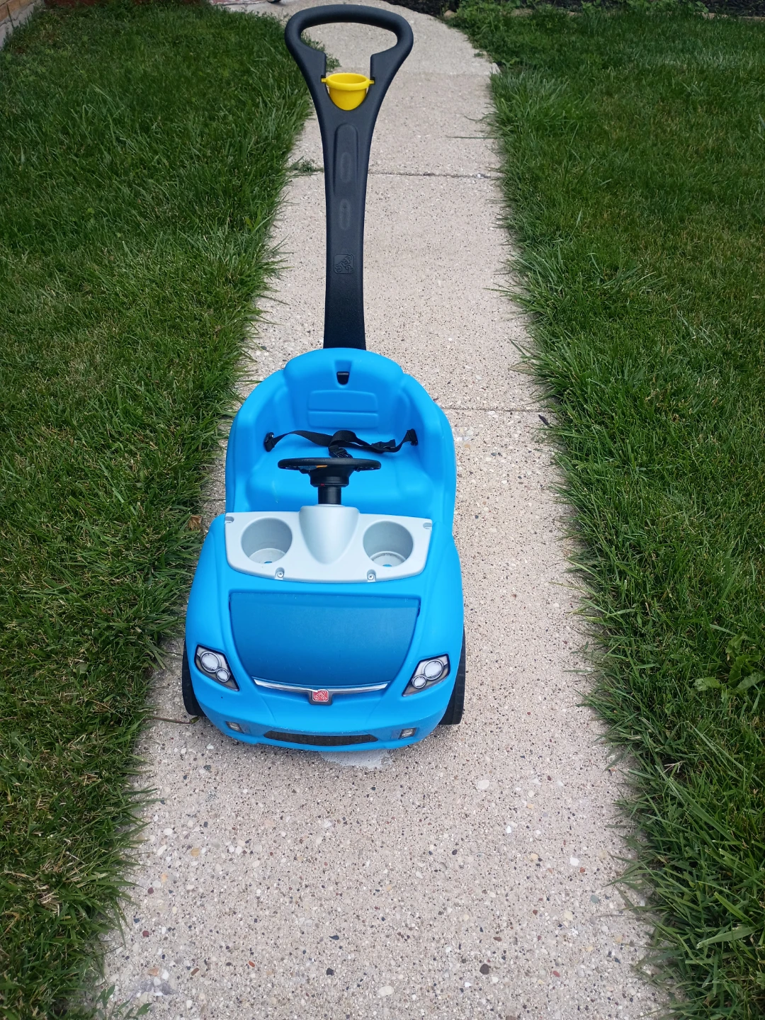 Blue Ride-On Toy Car with Push Handle