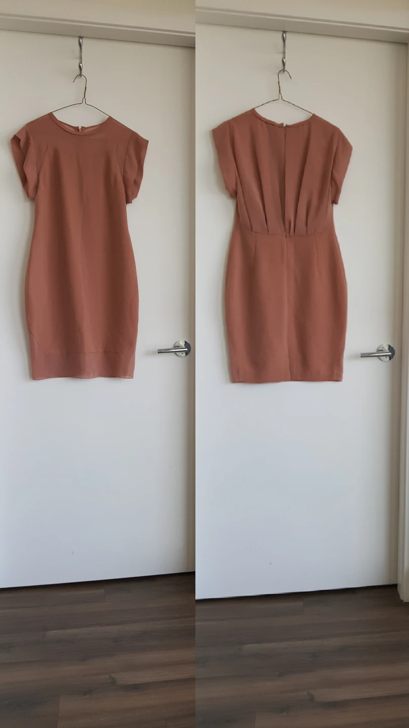 Woman's Short Sleeve Dress - Brown - Size Small