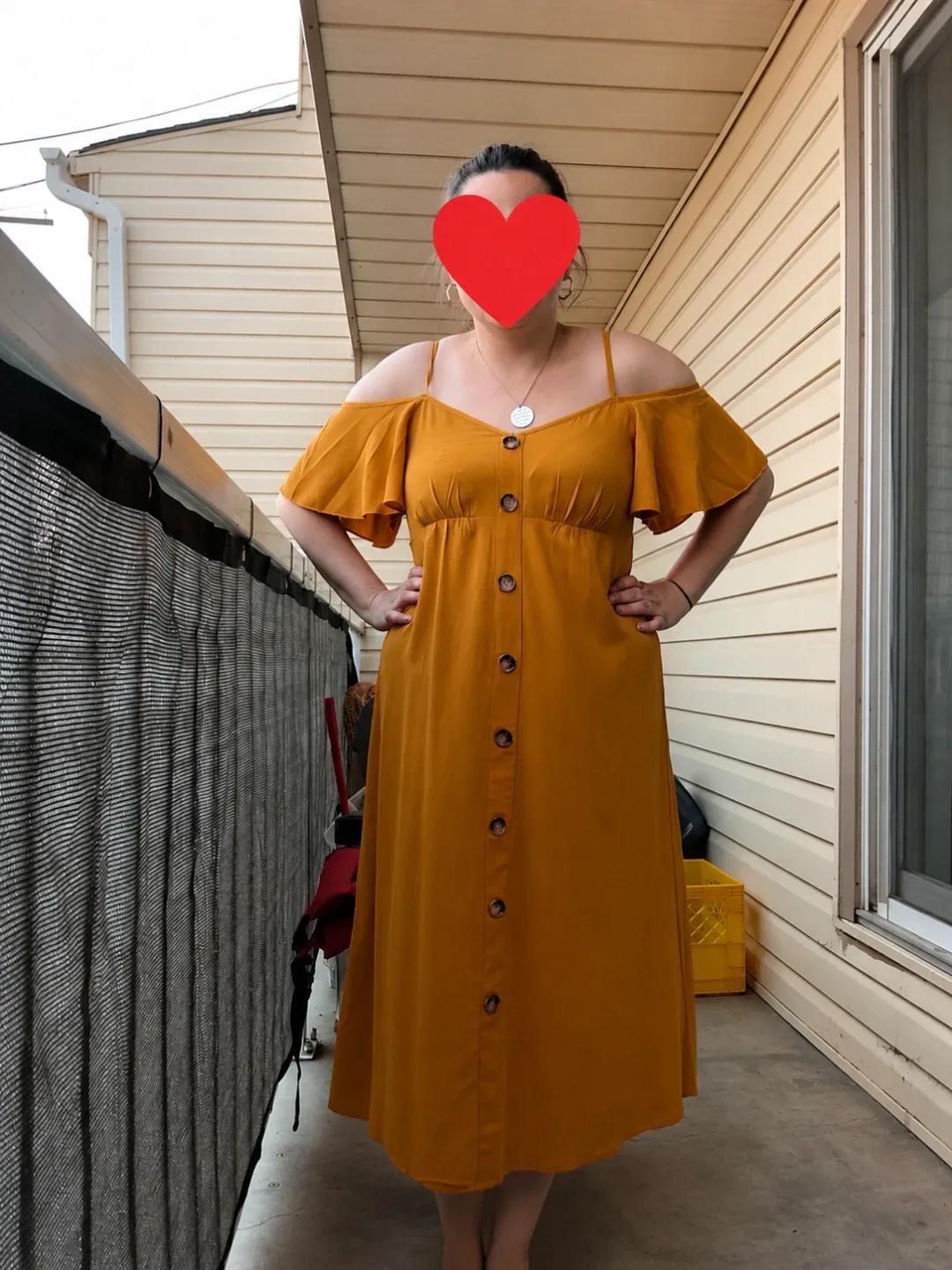 SHEIN Mustard Yellow Off-Shoulder Dress — Size Medium