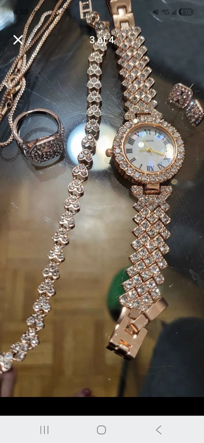 Women's Rose Gold Crystal Watch Set - photo 2