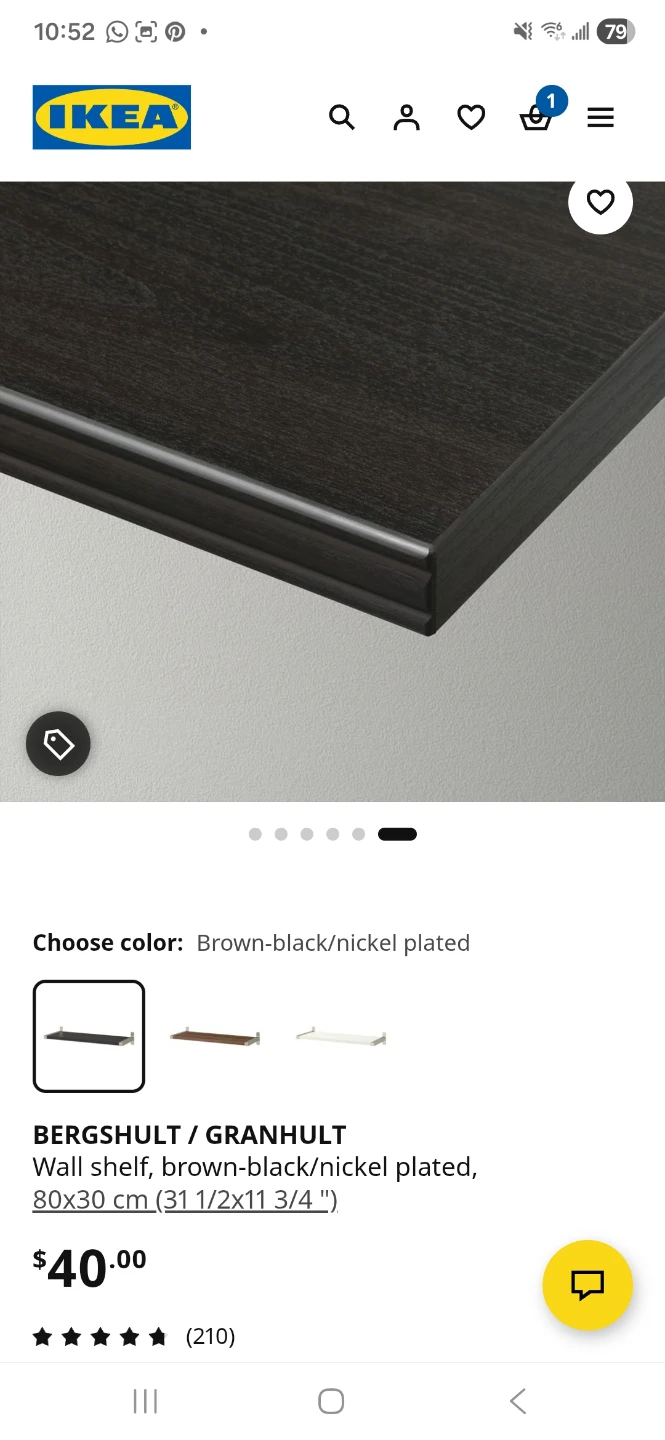 IKEA BERGSHULT / GRANHULT Wall Shelf Brown-black/Nickel Plated - photo 4
