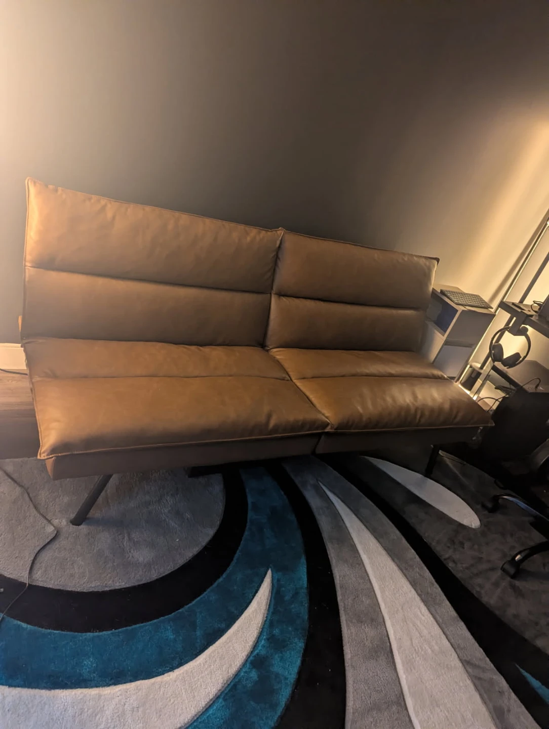 Brown Faux Leather Loveseat/Sofa Bed - photo 4