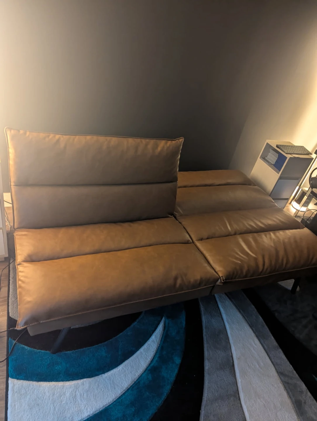 Brown Faux Leather Loveseat/Sofa Bed - photo 2