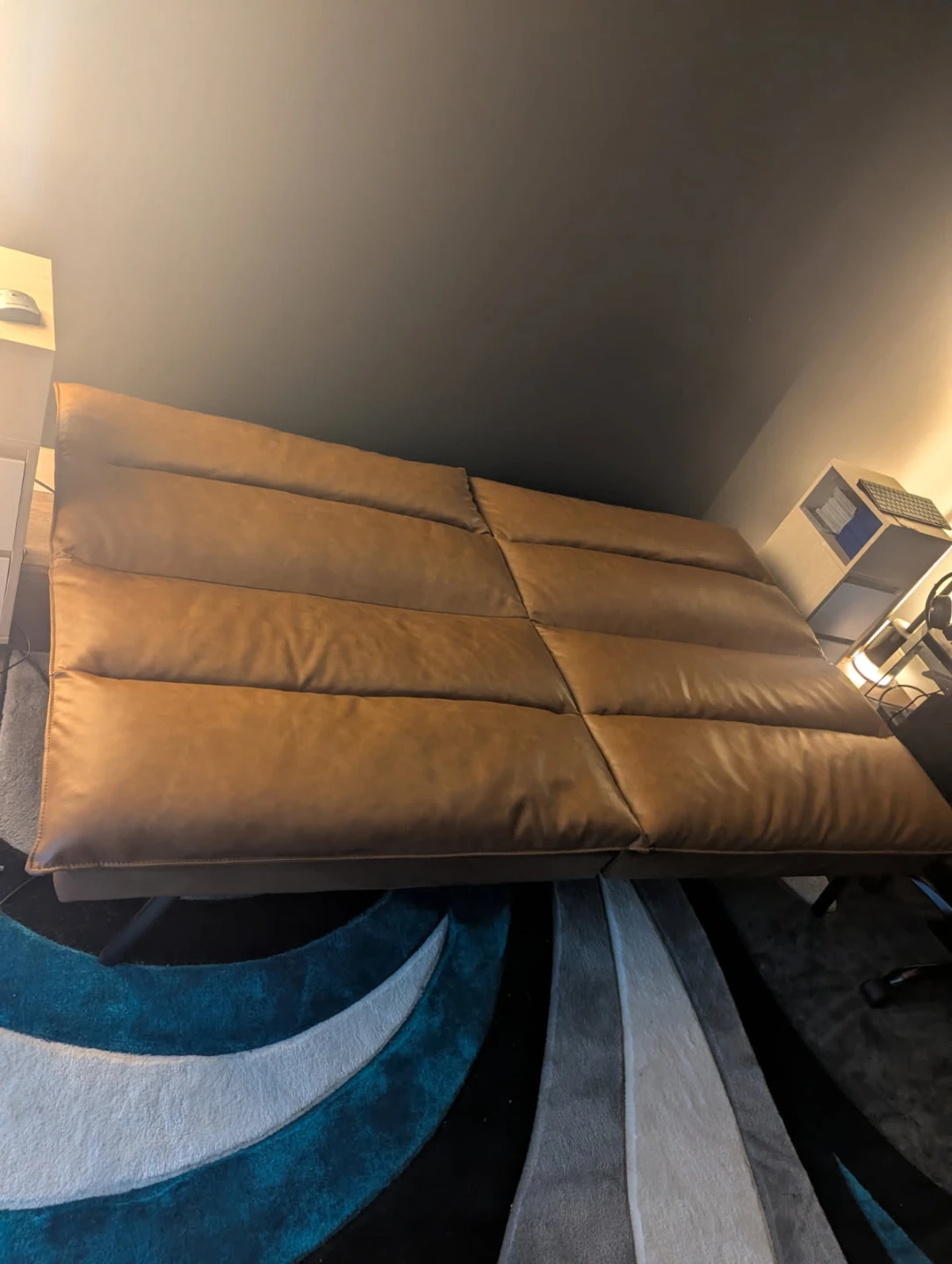 Brown Faux Leather Loveseat/Sofa Bed - photo 3
