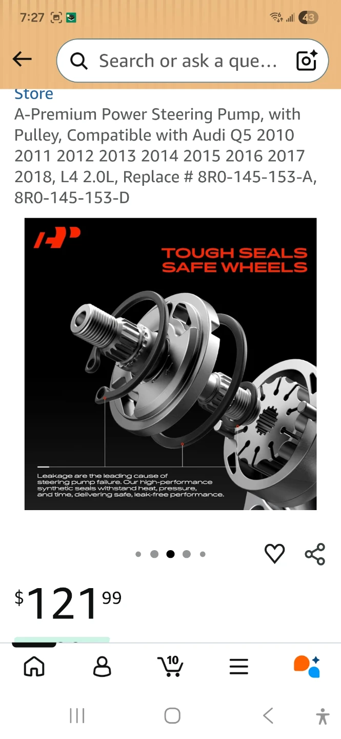 A-Premium Power Steering Pump with Pulley for Audi Q5 - photo 3