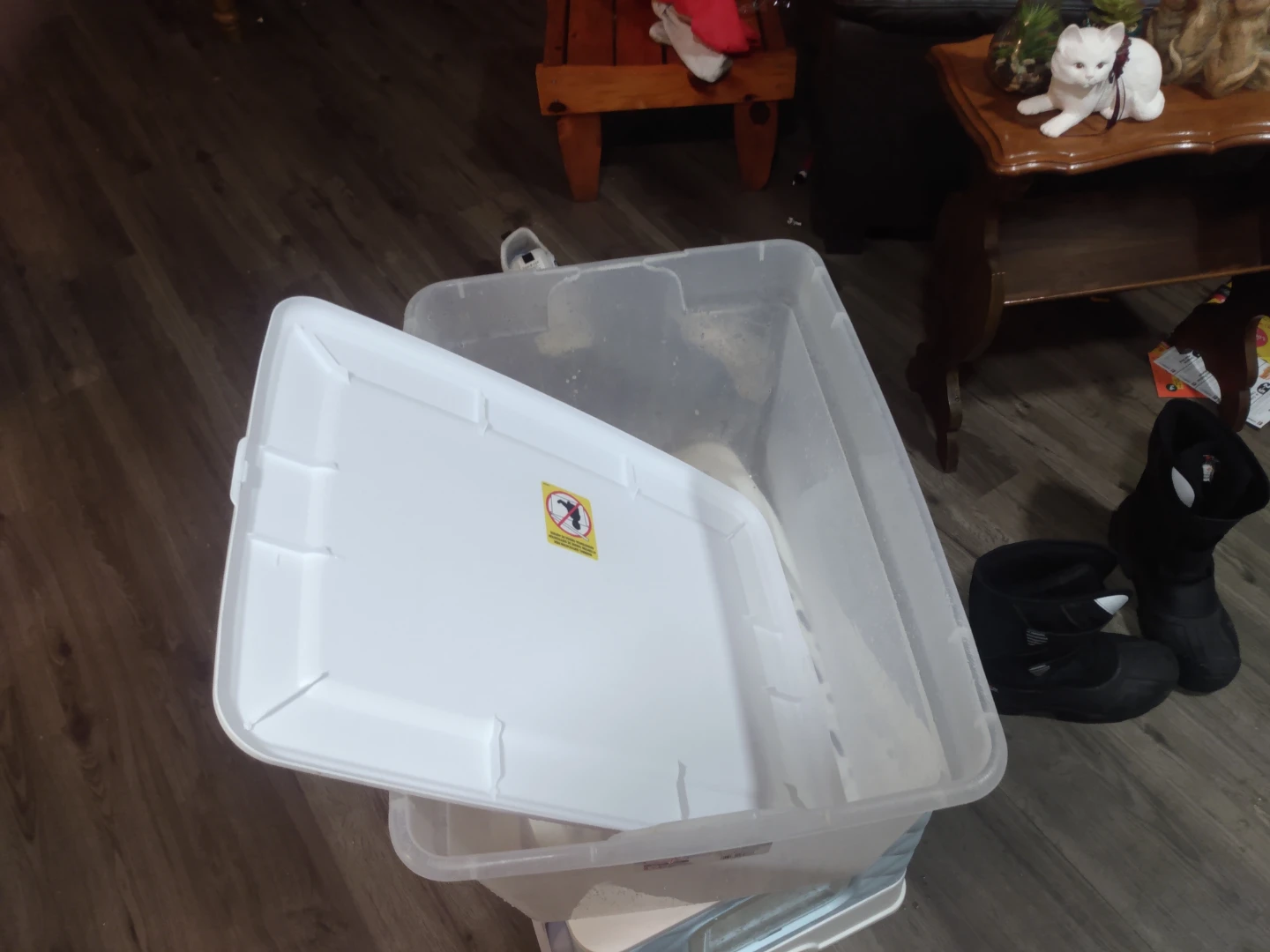 White Plastic Storage Bin with Lid - photo 3